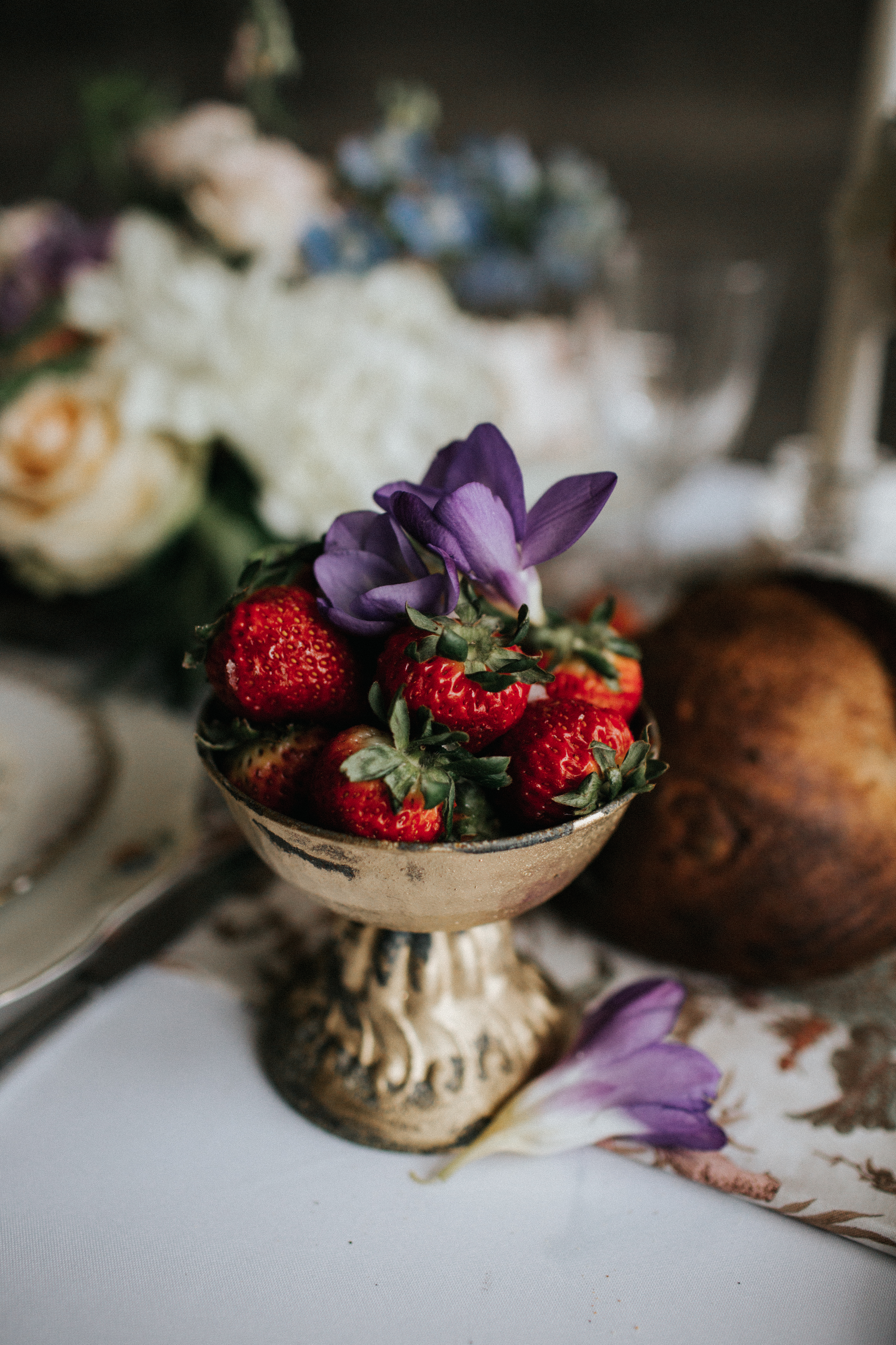 purple wedding reception flowers