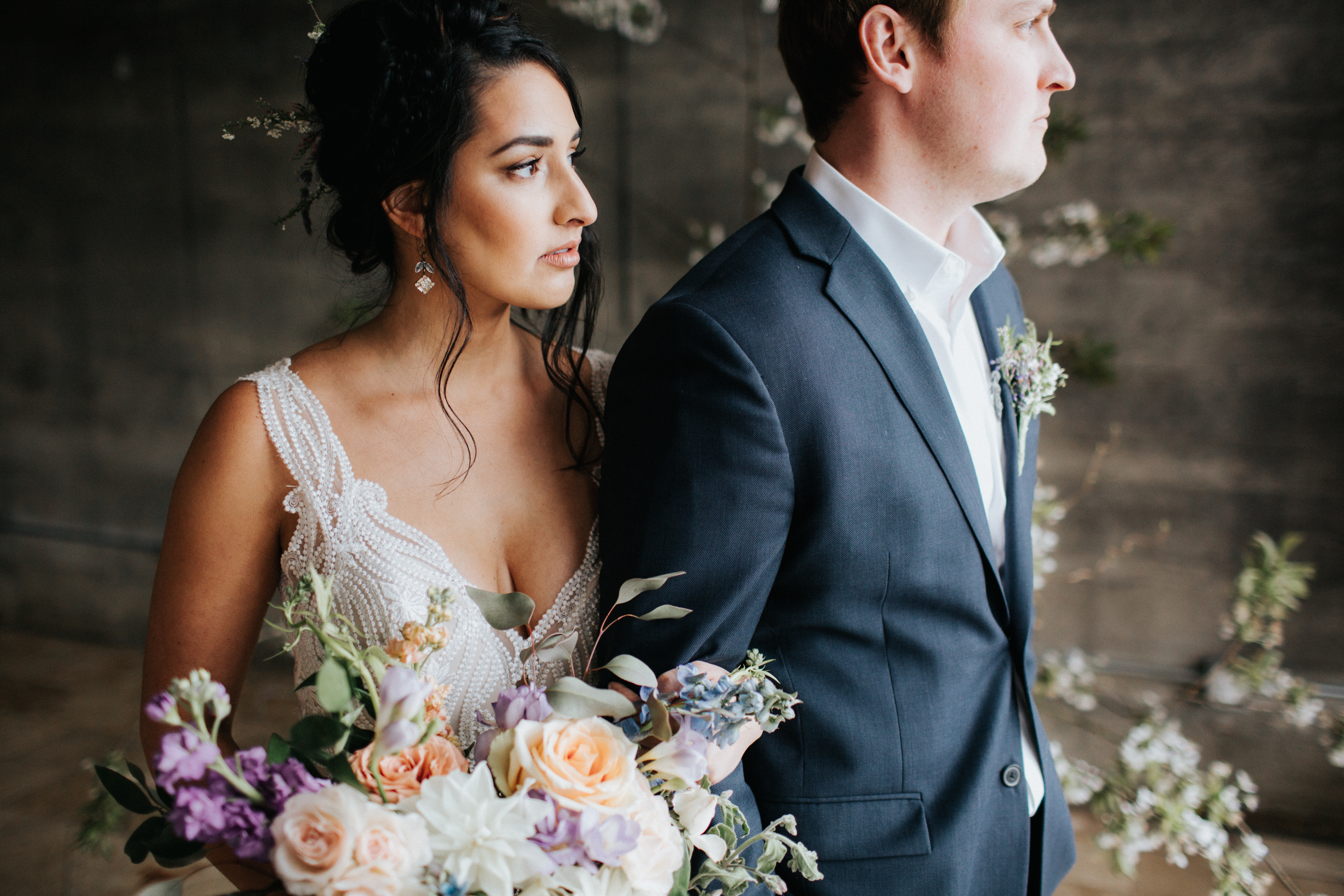 bride embracing groom